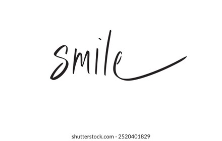 Smile calligraphy script text hand writting black color illustration vector art happy smile happy new year merry christmas decoration sale banner poster artwork design product message face enjoyment 