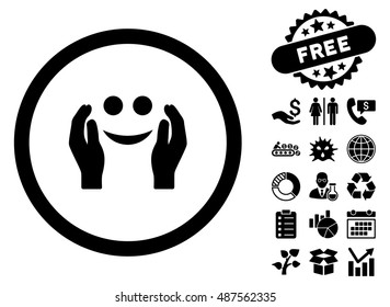 Smile Care Icon With Free Bonus Design Elements. Vector Illustration Style Is Flat Iconic Symbols, Black Color, White Background.