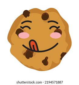 Smile Cartoon smile biscuit and chcolate cookies mascot with eyes and bite. vector illustration