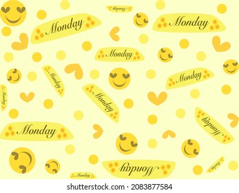 smile cartoon character seamless pattern on yellow background