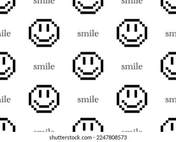 Smile cartoon character seamless pattern on white background