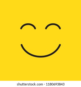 Smile cartoon icon happy emotion on yellow background flat design