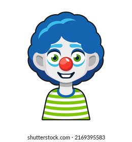 Smile Cartoon Style Clown Face on White Background. Vector illustration