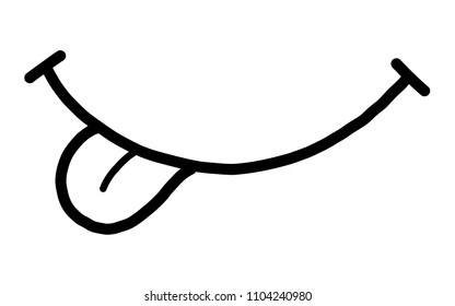 smile / cartoon vector and illustration, black and white, hand drawn, sketch style, isolated on white background.