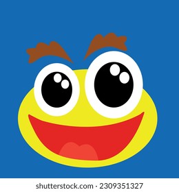 smile cartoon vector illustration with blue background