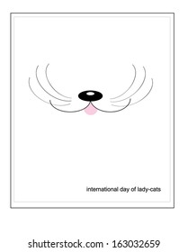 a smile of cat on a white background is a postal with the day of lady-cats