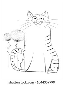Smile cat vector cute illustration. Isolated on white background. Happiness, lovely, cute, simple .