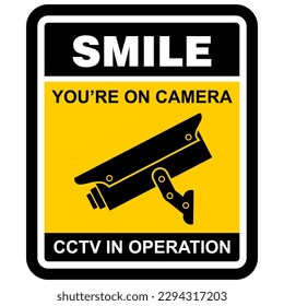 Smile, cctv in operation, sign vector