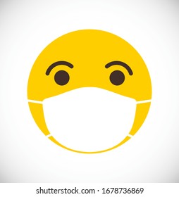 smile character in medical mask - concept icon