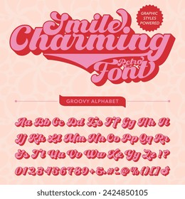 Smile Charming groovy vintage retro bold Font alphabet