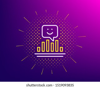 Smile chart line icon. Halftone pattern. Positive feedback rating sign. Customer satisfaction symbol. Gradient background. Smile line icon. Yellow halftone pattern. Vector