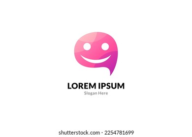 smile chat icon logo in simple design