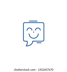 Smile chat line icon concept. Smile chat flat  vector symbol, sign, outline illustration.