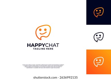 Smile chat logo design with line art style