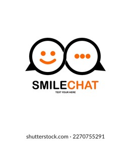 Smile chat logo design vector. Suitable for business, people and social media