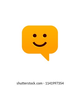 Smile chat speech bubble stock image icon.