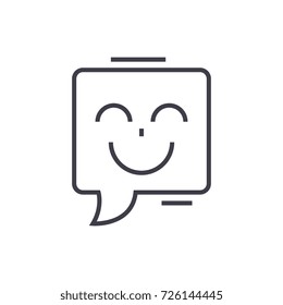 smile chat vector line icon, sign, illustration on background, editable strokes
