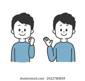 Guía de la pose de sonrisa hombre ilustración vectorial　