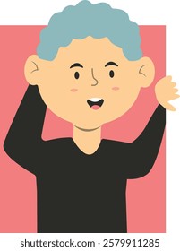 Smile and Cheerful People Character with Trendy Cartoon Design. Isolated Vector Illustration