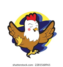 smile chicken vector illustration for background, sticker