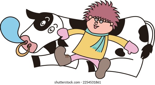 smile child sleeping cow cute