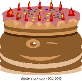 smile Chocolate cakes with fruit and cream. vector