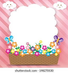 Smile cloud and butterfly on sky background
