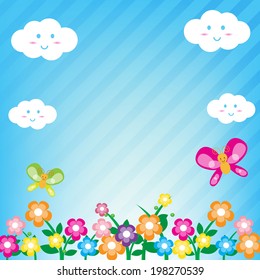 Smile cloud and butterfly on sky background