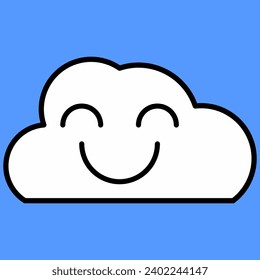 smile cloud character emoticon vector