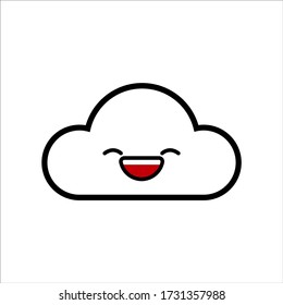 Smile cloud character on white background