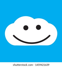 Smile cloud icon isolated on blue background  show as a sign of happiness and positive