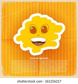 Smile in the cloud on retro orange paper. Vector illustration