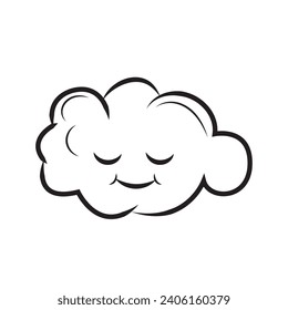 Smile Cloud vector. Dream cloud isolated icon. Thought bubble icon. Line Cloud art. Speech bubbles Icon flat design. Vector illustration