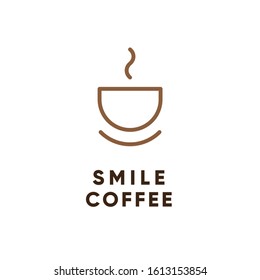 Smile Coffee cafe logo Design for coffee shop : simple and modern style