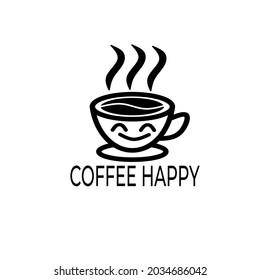 smile coffee cup logo template. happy coffee logo vector design.