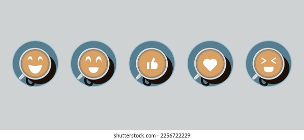 Smile coffee emoji vector illustration.