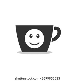Lächeln Sie Kaffee Symbol mit Schatten