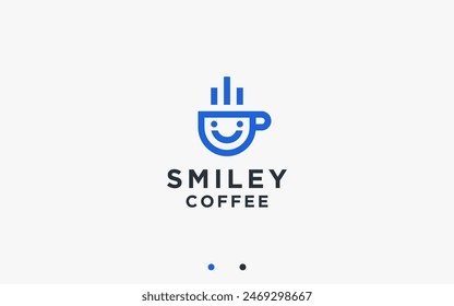 smile coffee logo design vector silhouette illustration
