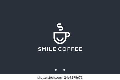 smile coffee logo design vector silhouette illustration