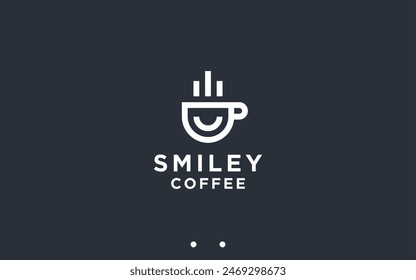 smile coffee logo design vector silhouette illustration