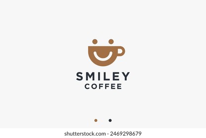 smile coffee logo design vector silhouette illustration