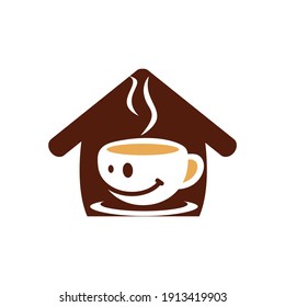 Smile coffee logo vector illustration design. Coffee shop logo concept.
