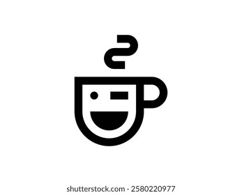 smile coffee symbol design vector illustration on transparent background