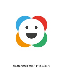 Smile with colorful circles on the back flat icon 