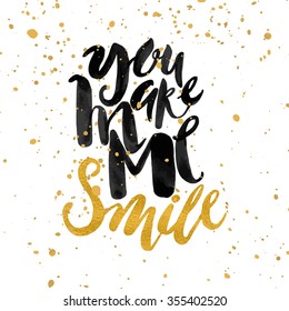 Smile concept inspirational phrase. Watercolor hand lettering motivation poster. Artistic design for a logo, greeting cards, invitations, posters, banners, seasonal greetings illustrations.