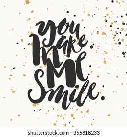 Smile concept inspirational phrase. Watercolor hand lettering motivation poster. Artistic design for a logo, greeting cards, invitations, posters, banners, seasonal greetings illustrations.