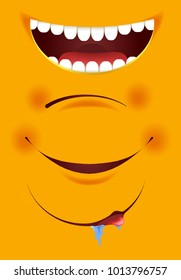 Smile constructor cartoon emoticon emoji yellow smiles mouth vector icons set