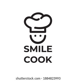 smile cook outline logo vector