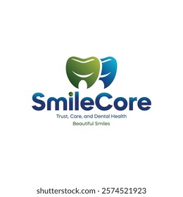 Smile core professional dental logo design, modern and trustworthy vector design
