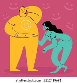 pareja sonrisa, diseño vector de estilo abstracto